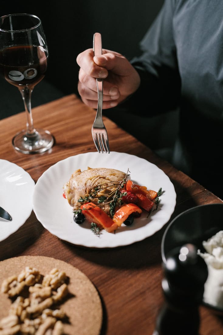 Guest enjoying a plated dish